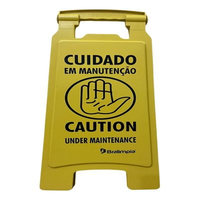 Placa De Sinalização Cuidado Em Manutenção Bralimpia