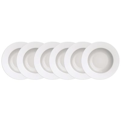 Conjunto com 6 Pratos Fundos Tramontina Maria Augusta em Porcelana 23 cm - Branco