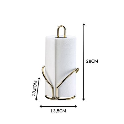Suporte Porta Rolo Papel Toalha Bancada Mesa Dourado Future
