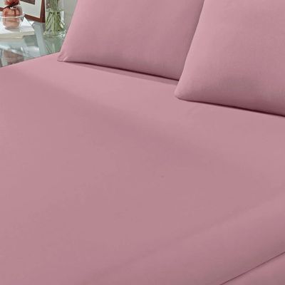 Lençol Buettner Queen Malha 100% Algodão Basic Liso com Elástico Rose Blush