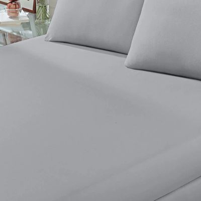 Lençol Buettner Casal Malha 100% Algodão Basic Liso com Elástico Prata