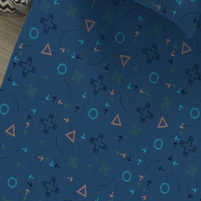 Jogo de Cama Casal Doce Vida Malha Misto 70% Algodão e 30% Poliéster Estampado Control Game 3 Pçs com Elástico Azul