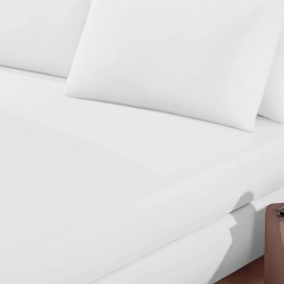 Lençol Buettner Queen Malha 100% Algodão Basic Liso com Elástico Branco