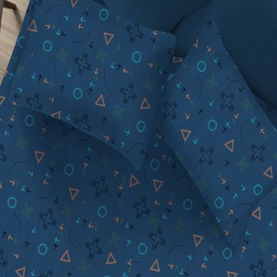 Jogo de Cama Casal Doce Vida Malha Misto 70% Algodão e 30% Poliéster Estampado Control Game 3 Pçs com Elástico Azul