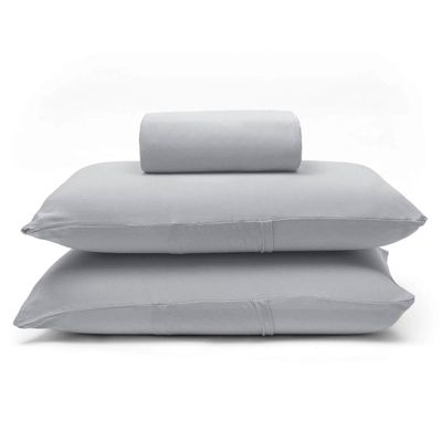 Jogo de Cama Buettner Queen Malha 100% Algodão Basic Liso 3 Peças Prata