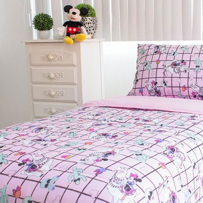 Edredom Portallar Solteiro Malha Misto 70% Algodão e 30% Poliéster Disney Minnie Lhama 1,50mx2,20m Rosa Prisma