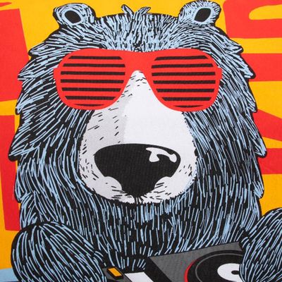 Fronha Portallar Malha 100% Algodão Estampa Localizada Dj Urso 48cmx68cm Branco