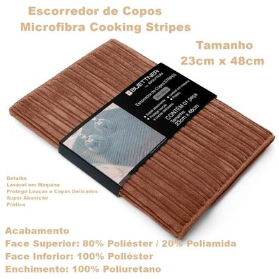 Escorredor de Copos Buettner Microfibra 80% Poliéster/20% Poliamida Cooking Stripes 23cm x 48cm Khaki