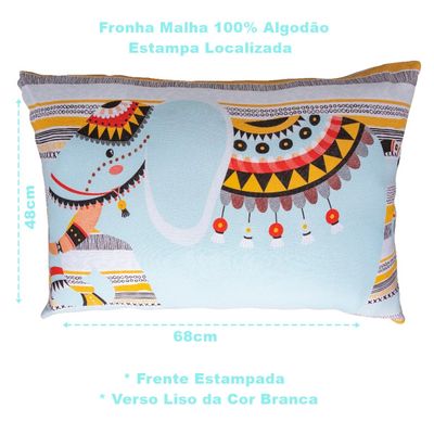 Fronha Portallar Malha 100% Algodão Estampa Localizada Safari 48cmx68cm Branco