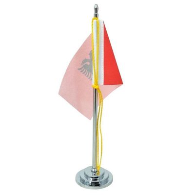 Mini Bandeira Mesa Albânia Com 8cm X 5,5cm E 15cm Mastro