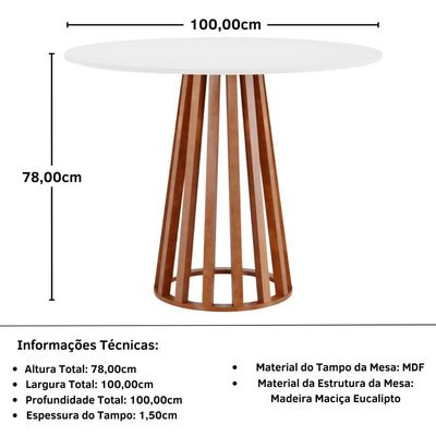 Conjunto Mesa De Jantar Redonda 4 Cadeiras Jacobsen