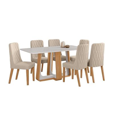 Conjunto Sala De Jantar Mesa Easy Pop 6 Cadeiras Seat
