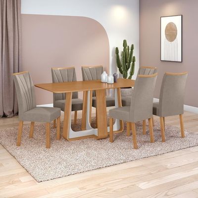 Conjunto Sala De Jantar Mesa Easy Pop-6 Cadeiras Confort