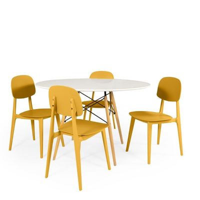 Conjunto Mesa De Jantar Eiffel  100cm 4 Cadeiras Itália
