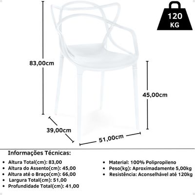 Kit 12 Cadeiras De Jantar Allegra Prática Empilhável - Branco