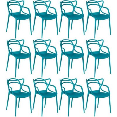 Kit 12 Cadeiras Allegra Empilhável Com Inmetro Magazine Decor - Turquesa
