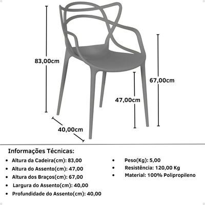 Kit 12 Cadeiras Allegra Empilhável Com Inmetro Magazine Decor - Cinza Escuro