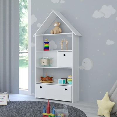 Estante Casinha Infantil Organizadora Com Nichos 2 Gavetas Daisy Branco - Lumil Móveis