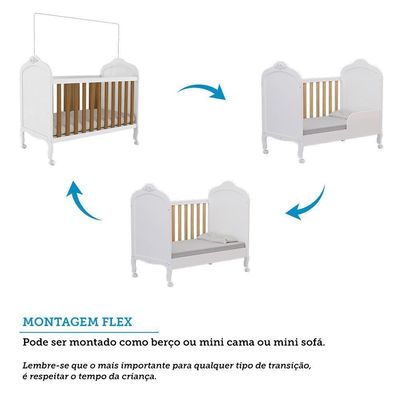 Berço Americano Elô 3 Em 1 Branco Brilho/amêndoa Com Colchão Supreme - Móveis Peroba