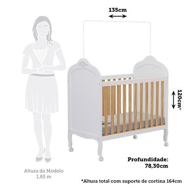 Berço Americano Elô 3 Em 1 Branco Brilho/amêndoa - Móveis Peroba