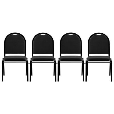 Kit 4 Cadeiras Hoteleiras Auditório Empilhável Sintético Z33 Preto - Mpozenato