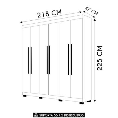 Guarda Roupa Casal 218cm 6 Portas Elegance Imbuia Rústico - Vila Rica