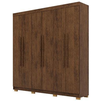 Guarda Roupa Casal 218cm 6 Portas Elegance Imbuia Rústico - Vila Rica