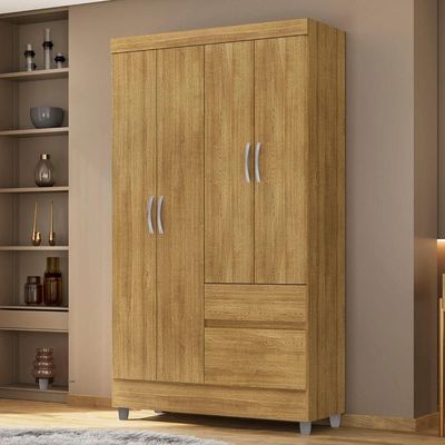 Guarda Roupa Solteiro 103cm Com 4 Portas Ideal Nature - Vila Rica