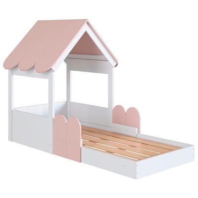 Cama Solteiro Infantil Montessoriana Casinha Nana Branco/rosa C06 - Mpozenato