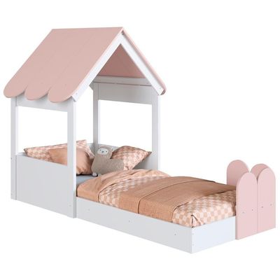 Cama Solteiro Infantil Montessoriana Casinha Nana Branco/rosa C06 - Mpozenato