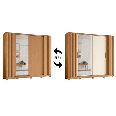 Guarda Roupa Casal 270cm 4 Espelhos Jacarandá Flex Off/freijó - Albatroz