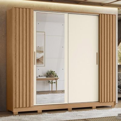 Guarda Roupa Casal 270cm 4 Espelhos Jacarandá Flex Off/freijó - Albatroz