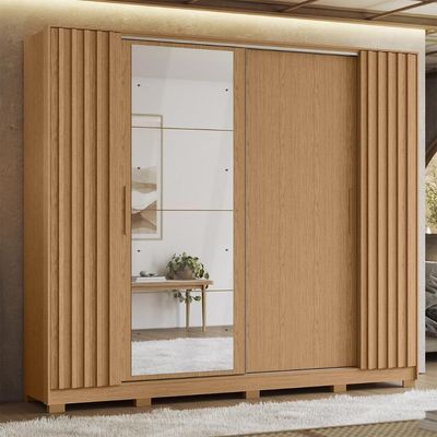 Guarda Roupa Casal 270cm 4 Espelhos Jacarandá Flex Off/freijó - Albatroz