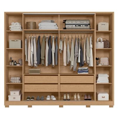 Guarda Roupa Casal 270cm 4 Espelhos Jacarandá Flex Off/freijó - Albatroz