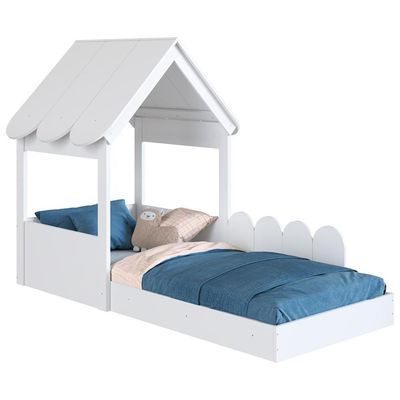 Cama Solteiro Infantil Montessoriana Casinha Nana Branco C06 - Mpozenato