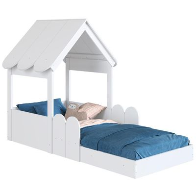 Cama Solteiro Infantil Montessoriana Casinha Nana Branco C06 - Mpozenato