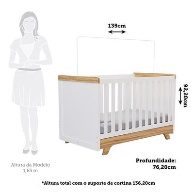 Berço Americano Retrô 2 Em 1 Branco Brilho/amêndoa - Móveis Peroba