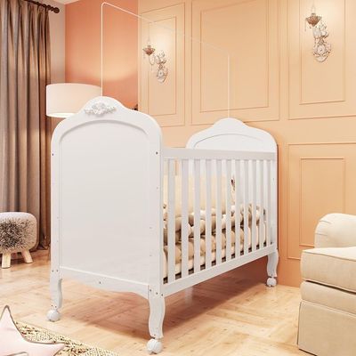 Berço Americano Elô 3 Em 1 Branco Brilho Com Colchão Baby Physical - Móveis Peroba