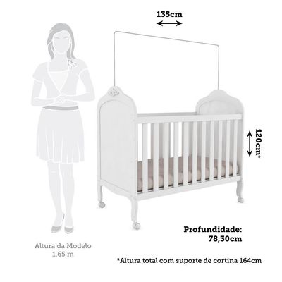 Berço Americano Elô 3 Em 1 Branco Brilho - Móveis Peroba