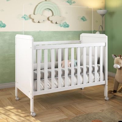 Berço Americano Cloe 2 Em 1 Branco Brilho Com Colchão Baby Physical - Móveis Peroba