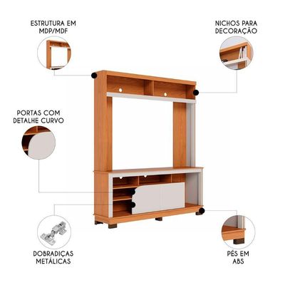 Estante Para Tv 65 Pol 160cm Braga Freijó/off White C05 - Mpozenato