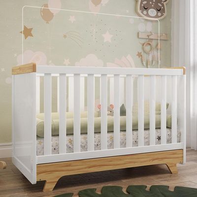 Berço Americano Retrô 2 Em 1 Branco Brilho/amêndoa Com Colchão Supreme - Móveis Peroba