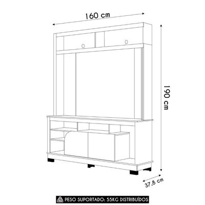 Estante Para Tv 65 Pol 160cm Braga Freijó/off White C05 - Mpozenato