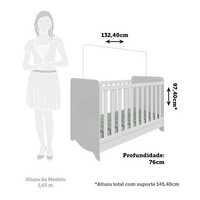 Berço Americano Ben 3 Em 1 Branco Brilho - Móveis Peroba