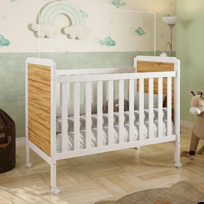 Berço Americano Cloe 2 Em 1 Branco Brilho/amêndoa - Móveis Peroba