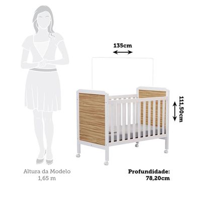 Berço Americano Cloe 2 Em 1 Branco Brilho/amêndoa - Móveis Peroba
