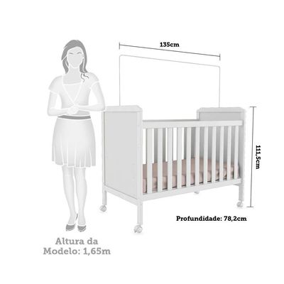 Berço Americano Cloe 2 Em 1 Branco Brilho Com Colchão Supreme - Móveis Peroba