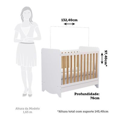 Berço Americano Ben 3 Em 1 Branco Brilho/amêndoa Com Colchão Supreme - Móveis Peroba