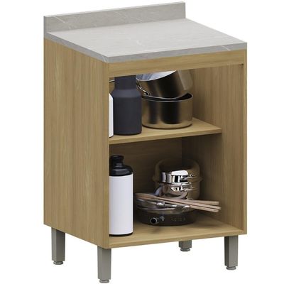 Balcão De Cozinha Com Tampo 60cm 2 Portas Freijó/cinammon L01 - Mpozenato
