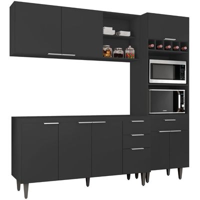 Armário De Cozinha Cp02 Para Pia 150cm Pérola Z34 Preto - Mpozenato
